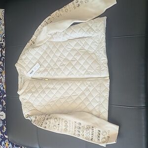 Chico's embellished sleeve jacket in new opal size 3 nwt! Zenergy brand